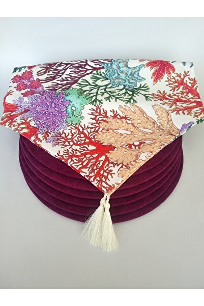 Ayşemce Αμερικάνικο σετ σερβιρίσματος (Merkan Pattern Runner 6 Purple Color S...