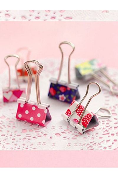 Vox Art - 6 Patterned Paper Clips / Clamps 2 Cm