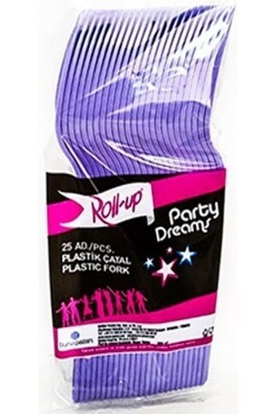 Rullup 25 Pieces Plastic Lilac Fork