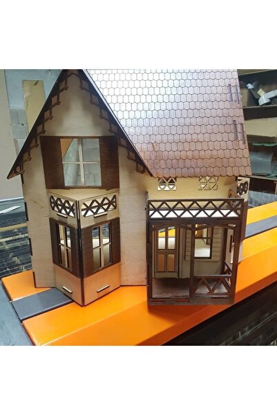 hdrlazerdizayn Ahşap 2 Katlı Oyuncak Bebek Evi