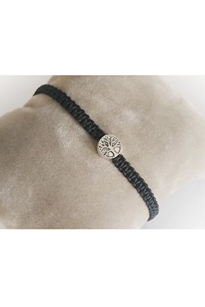 Qirpi Hayat Ağacı Makrome Bileklik Unisex Koyu Yeşil Renk 24 Cm