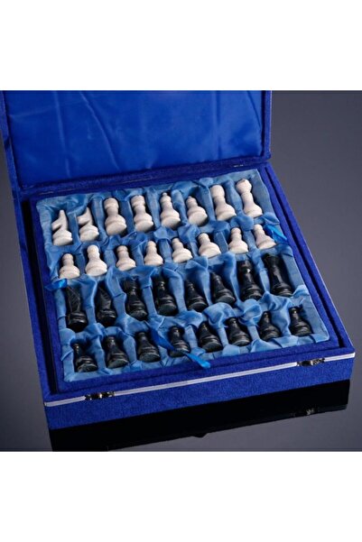 Arı Onyx Siyah   Beyaz Kadife Kutulu 40 X 40  Santranç Takımı