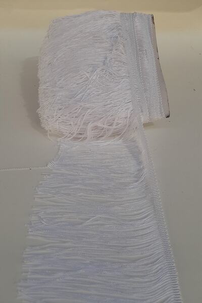 Hayalperest boncuk Beyaz 15 Cm Saçak Şerit Püskül