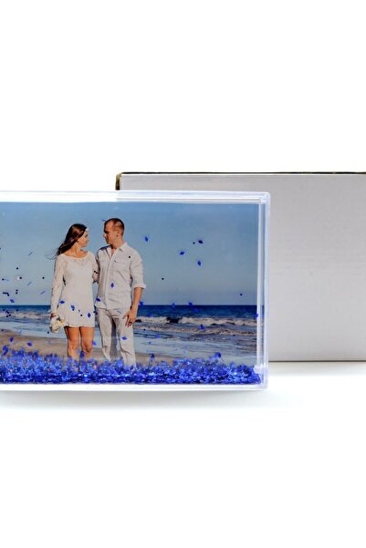 Nobbystar Mavi Simli Dikdörtgen Kar Küresi Fotoğraf Çerçevesi 11x16cm.