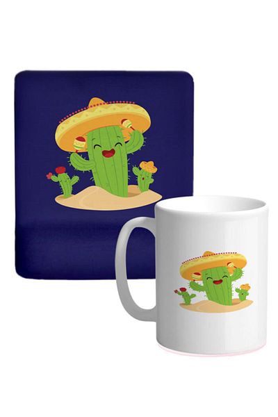 Onartem Σετ ποντικιού και κούπας Happy Cacti με στήριγμα καρπού