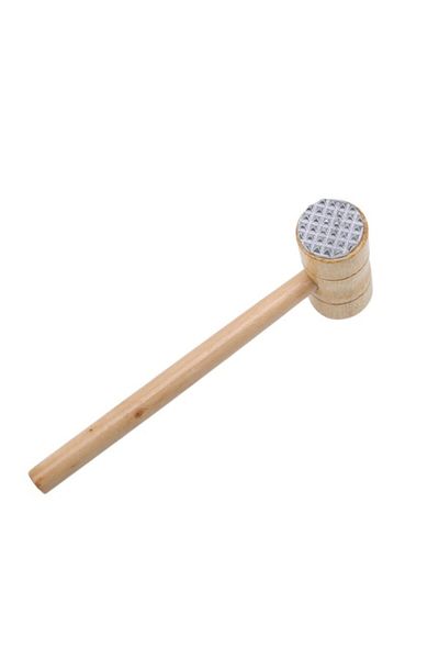 Depolife Meat Beating Hammer Vegetable Tenderizing Pestle Wooden Mallet with Aluminum Mouth