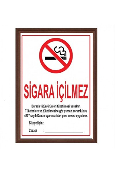 Panda Sigara Içilmez Panosu  Mdf Çerçeveli Sigara Içilmez Levhası 50x70 cm