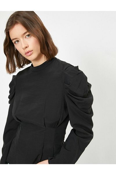 Koton Γυναικεία Μαύρη Μπλούζα Flounce 0YAK68741PW