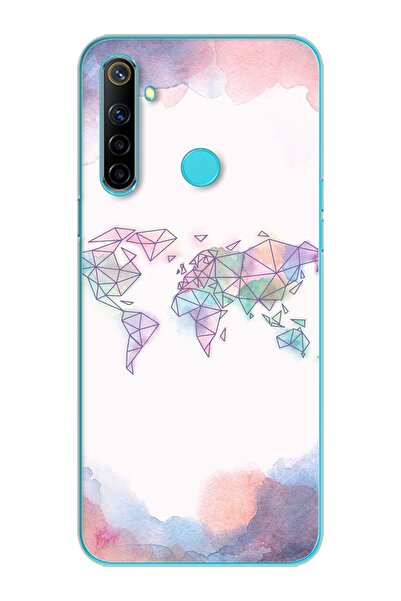 Spoyi Gökkuşahı Harita Tasarım Süper Şeffaf Silikon Telefon Kılıfı Oppo Realmi 6i