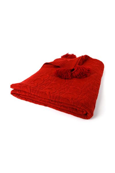 Betires Home Red Knitted Sofa Shawl