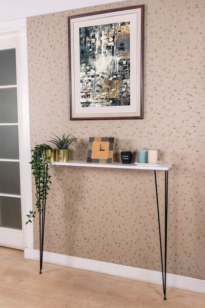 Mudesa Radyatör Petek Üstü Dekoratif Beyaz Metal Dresuar Koridor Antre Rafı