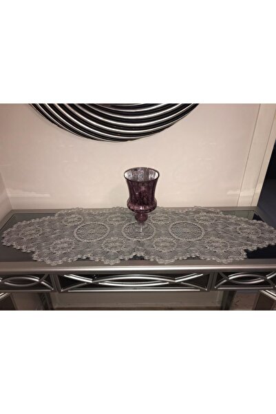 Çt Çeyizci Tekstil Tek Runner French Lace Oval - Gri