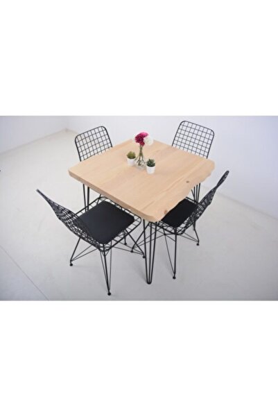 Sağıroğlu Ahşap Ahşap Lüx Kütük Yemek Masası 80x80 Açık Kahve Doğal Ağaç Reng...