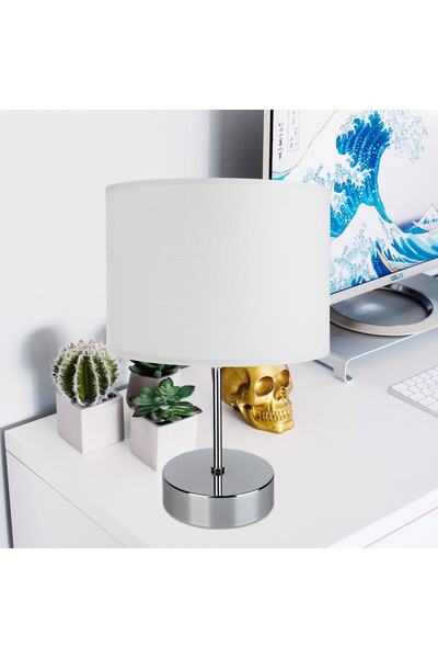 Modelight Flora Krom Abajur - Beyaz Finlin Şapka