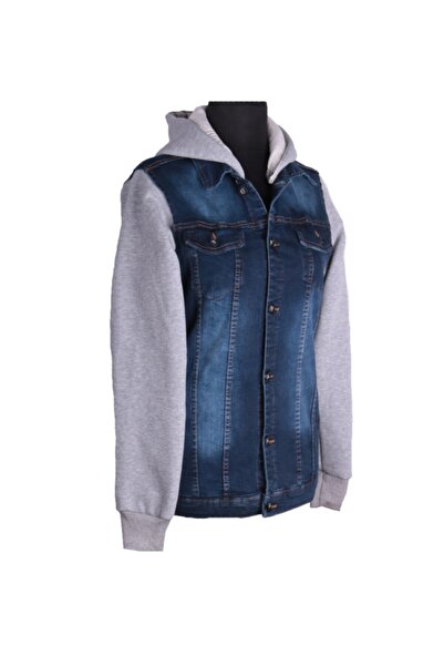 viking's line Trend Kapüşonlu Mont Mavi Kot Ceket