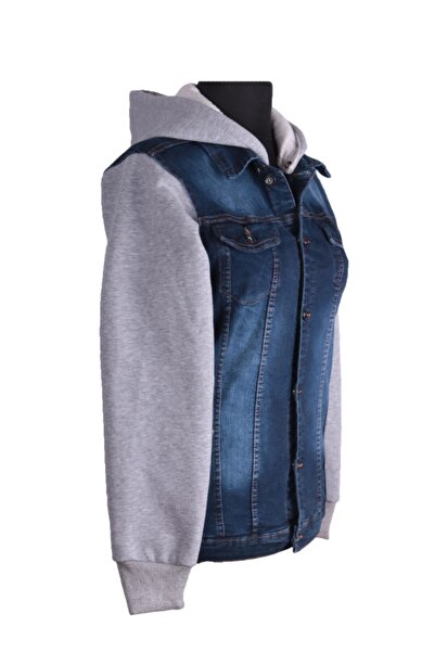 viking's line Trend Kapüşonlu Mont Mavi Kot Ceket