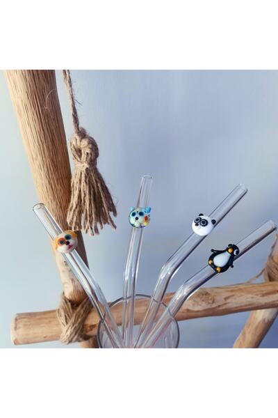 Minizooistanbul مجموعة من 4 حيوانات ماصة زجاجية