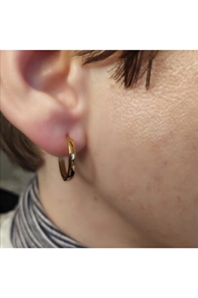 Bylin Takı %100 316l Cerrahi Çelik Gold Halka Küpe - 16 Mm -1 Çift