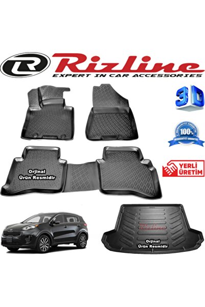 Rizline Kia Sportage 3d Paspas + 3d Bagaj Havuzu 2016-2020 Arası Siyah Set