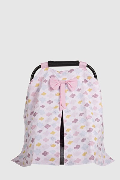 Kirazkids Pembe Bulut Baskılı Pembe Puset Örtüsü