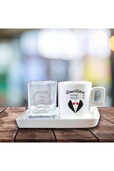 GÖNÜL Promise Coffee Coffee Cup and Water Cup Set for the Groom
