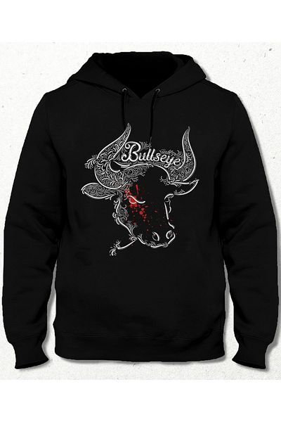 Basmatik Unisex Bullseye Unisex Black Pocketless Hooded Sweatshirt