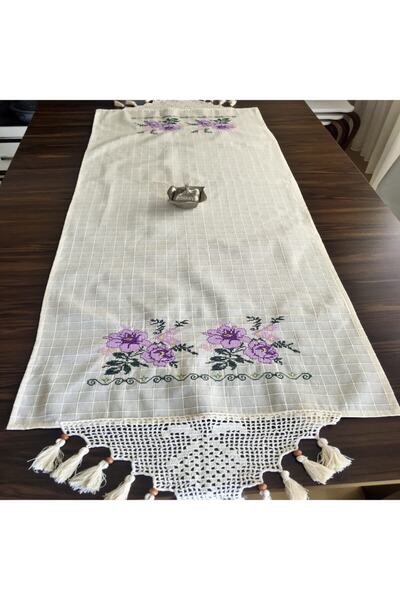 Yavuz Tekstil Mor Kanaviçe Runner Buzdolabı Örtüsü