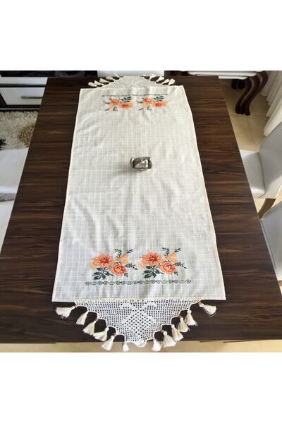 Yavuz Tekstil Buzdolabı Örtüsü Turuncu Kanaviçe Runner