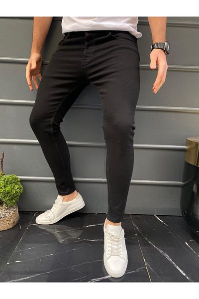 PANTOLOJİ Ανδρικό τζιν παντελόνι τζιν Skinny Fit μαύρο ανθρακί