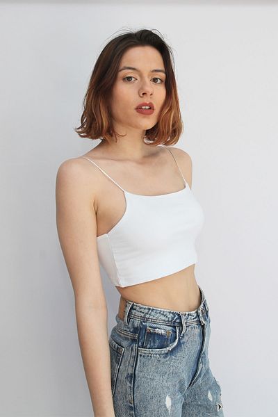 Rosse Butik Women's White String Strap Crop Top
