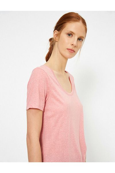 Koton Women's U-Neck Short Sleeve Basic T-Shirt