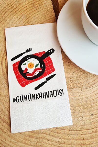 PEKSHOP Sunum Peçetesi - Günün Kahvaltısı Yazılı Kahvaltı Sofrası Sunum Peçetesi