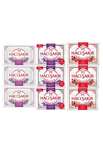 Hacı Şakir صابون الورد (3 أ. )+ صابون اللافندر (3 أ. )+ ليلك (3 أ.) 4*150 جرام