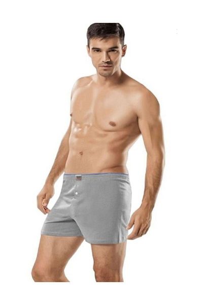 Tutku Men's 9 Pack Buttoned Combed Cotton Boxer Gray New Season