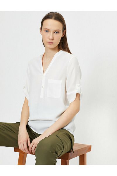 Koton Women's Button Detailed Short Sleeve Blouse