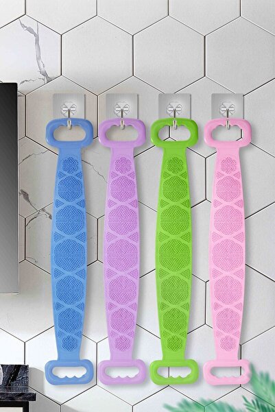 Buffer Çift Taraflı Banyo Hamam Lifi Silikon Masajlı Yumuşak Duş Lifi Uzun Ömürlü Hazır Banyo Kesesi