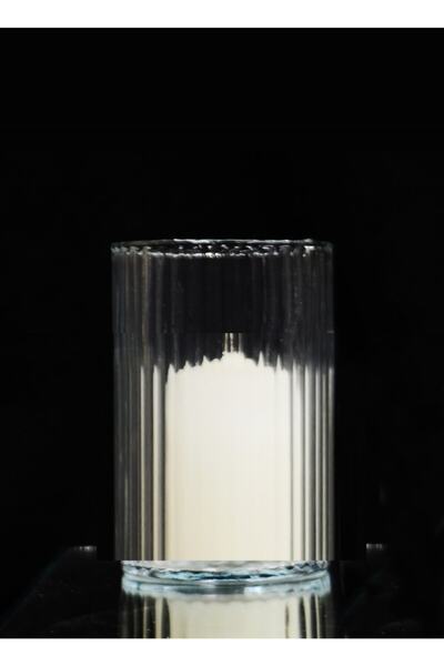GLASSY Silindir Cam Vazo Mumluk ( 10 Cm Çap- 15 Cm Yükseklik )