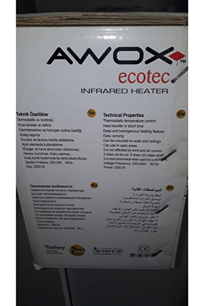 AWOX Ecotec 2500 W Infrared Isıtıcı Soba + Ayak