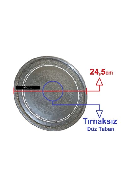 Grundig Mikrodalga Fırın Döner Cam Tabak 24,5cm Çapında Tırnaksız Düz Taban Borcam Tepsi Orijinal