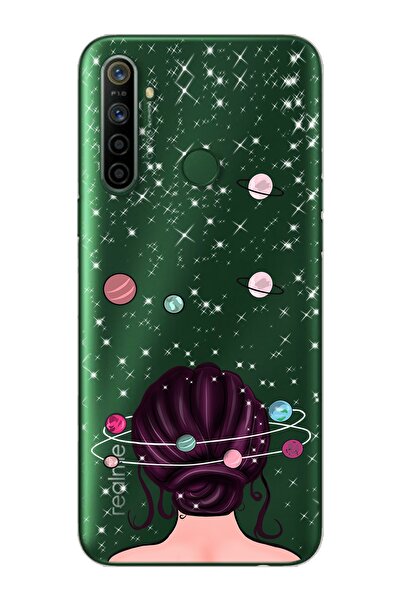 Spoyi Space Girl Tasarım Süper Şeffaf Silikon Telefon Kılıfı Oppo Realmi 5i