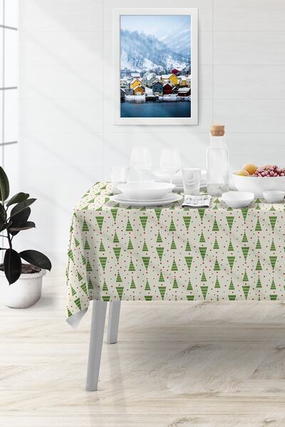 Vagonik مفرش طاولة مطبوع رقمي بتصميم خاص للعام الجديد 120 سم × 140 سم