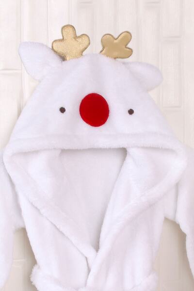 Baveno Παιδική ρόμπα με κουκούλα 100% Πολυεστέρας Λευκή Ρόμπα Μπουρνούζι για το σπίτι