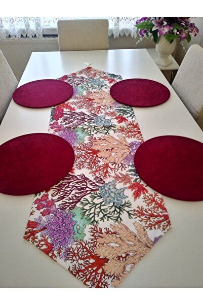 Ayşemce Mercan i Με σχέδιο Σουπλά Σετ 4 μπορντό σούπλα