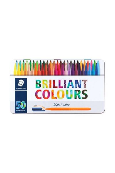 Staedtler مجموعة أقلام ثلاثية الألوان مقاس 1 مم 50 لونًا - صندوق معدني