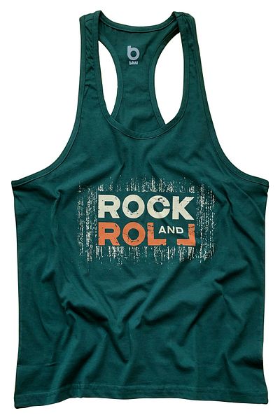 BLUU Men's Green Rockandroll Fitness Gym Tank Top Athlete Undershirt