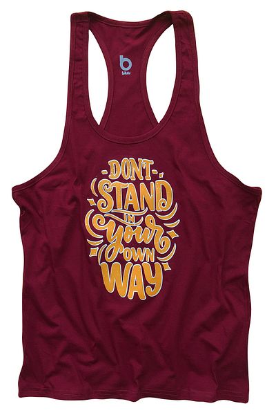 BLUU Men's Burgundy Printed Fitness Gym Tank Athlete Undershirt