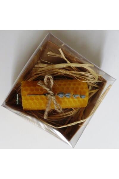 Petekoğlu Özel Günler İçin Balmumu Mum Lavanta 3 Adet 7cm X 3cm