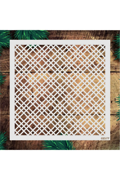 STENCİLTASARIM Stencil Tasarım Ge077 Ekose Deseni Boyama Şablonu - Dekoratif Duvar Ve Eşya Boyama Şablonları