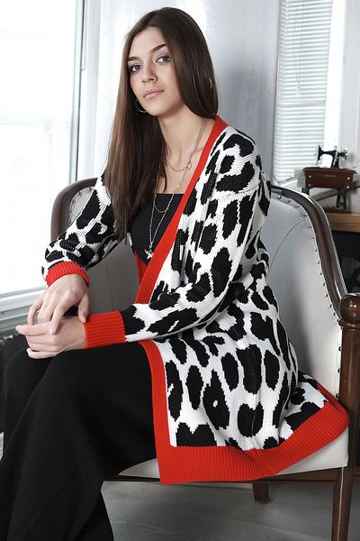 AVORWE Cardigan tricot fără nasturi cu model leopard