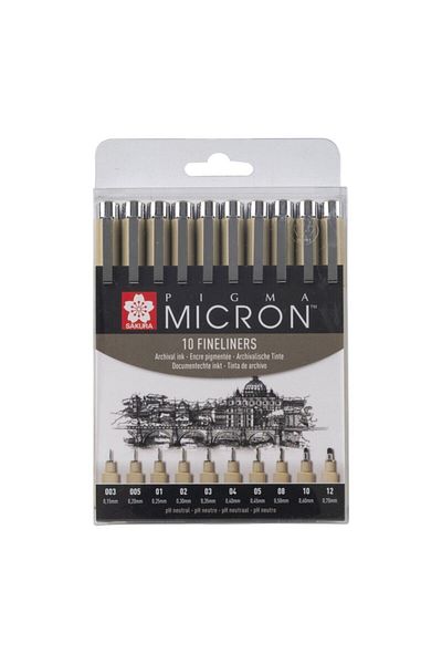 Sakura Pigma Micron Technical Drawing Pen Full Set of 10
